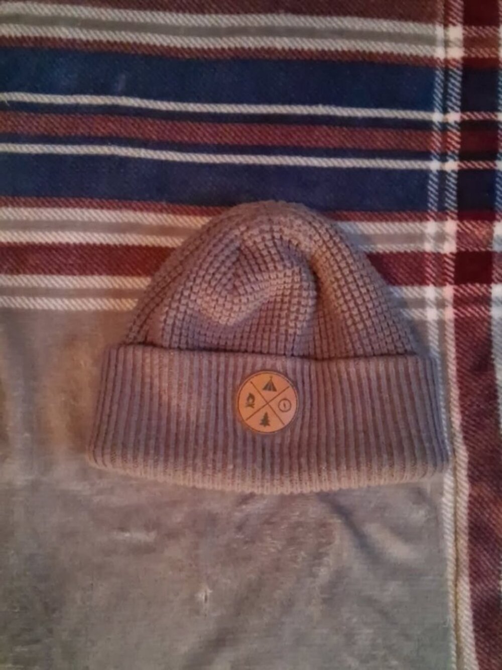 Avalanche Gray Waffle knit Cuffed Beanie